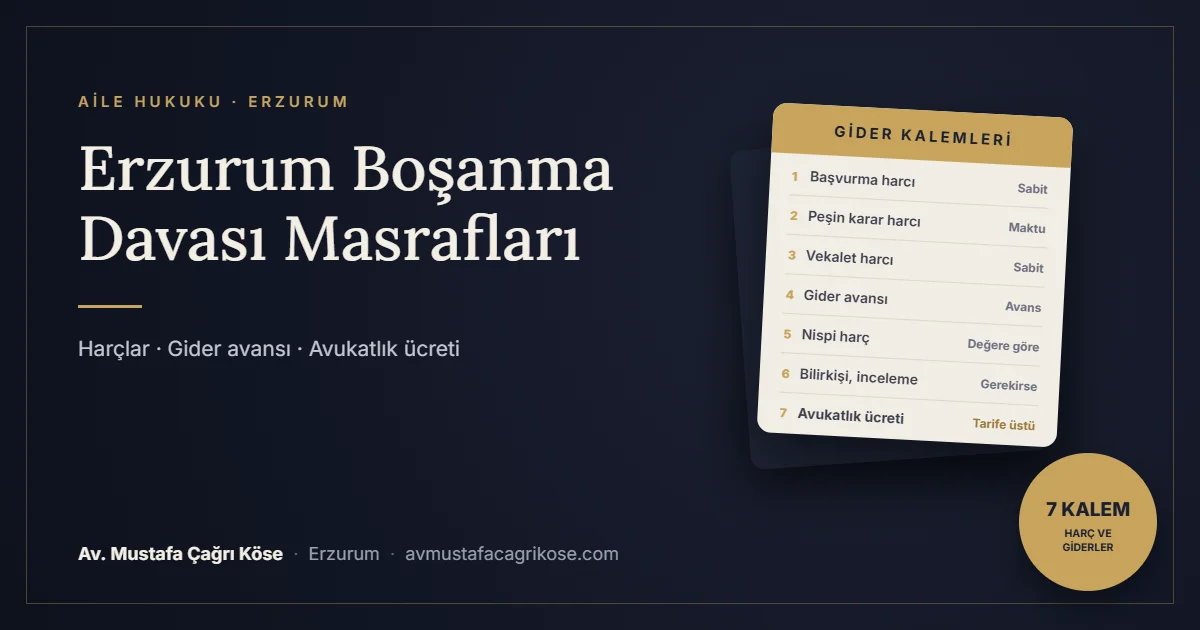 Erzurum boşanma davası masrafları ve harçlar rehberi - Av. Mustafa Çağrı Köse