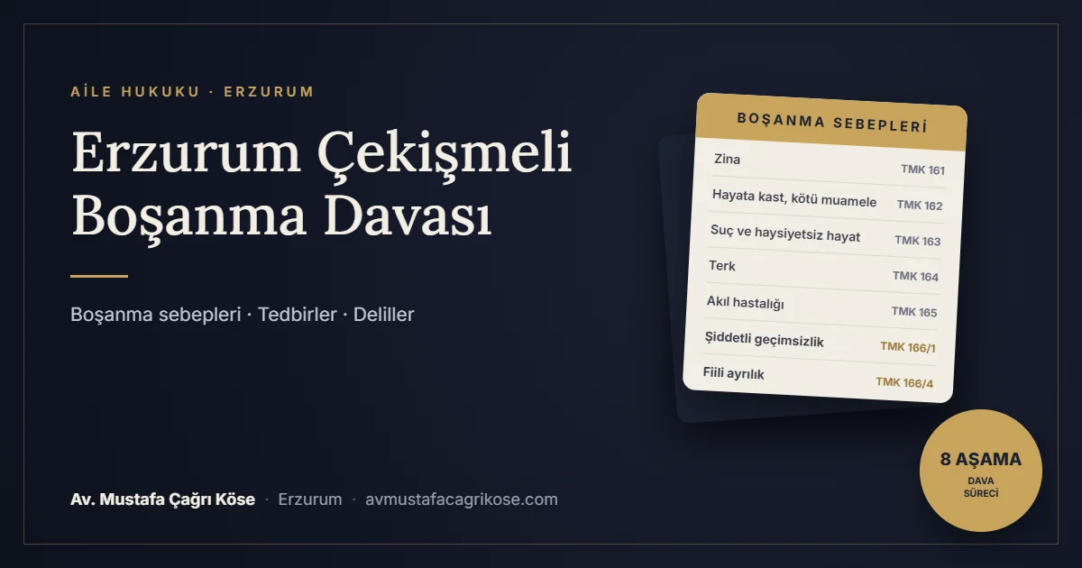 Erzurum çekişmeli boşanma davası süreci rehberi - Av. Mustafa Çağrı Köse